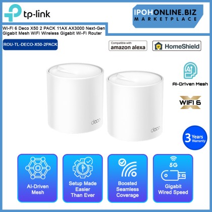 TP-Link Wi-Fi 6 Deco X50 2 PACK 11AX AX3000 Next-Gen Gigabit Mesh WiFi Wireless Gigabit Wi-Fi Router